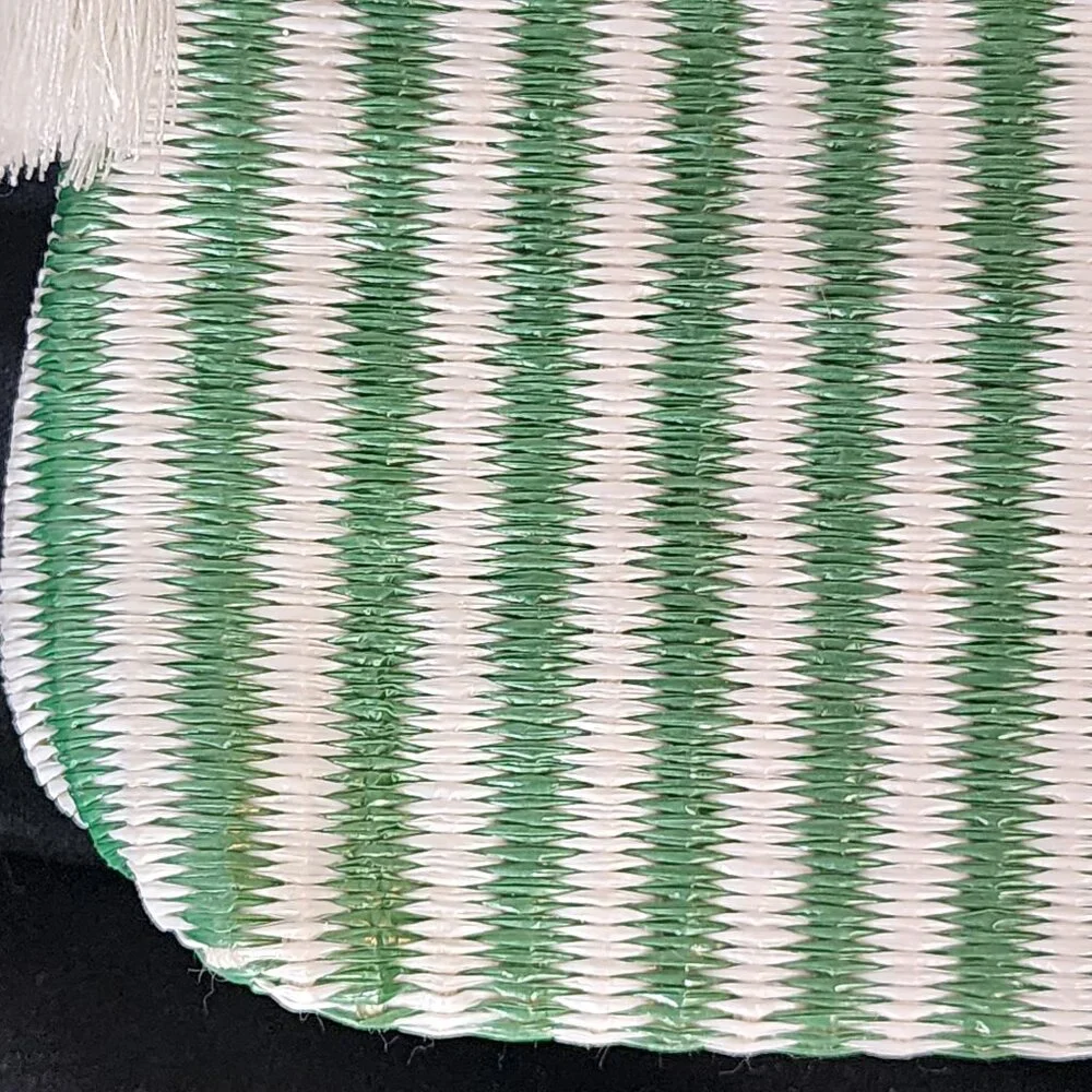 Mario Badescu Green and White Poly Striped Fully Lined Italian Design Makeup Bag - Picture 5 of 16
